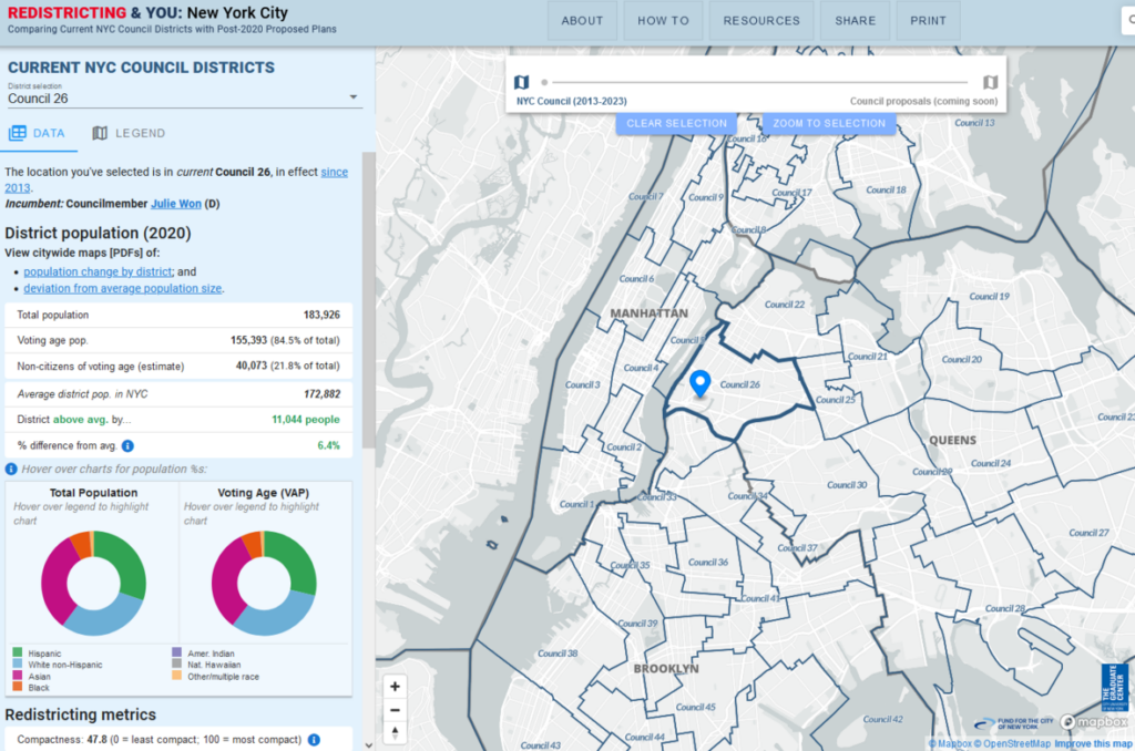 NYC Redistricting You online map of current districts