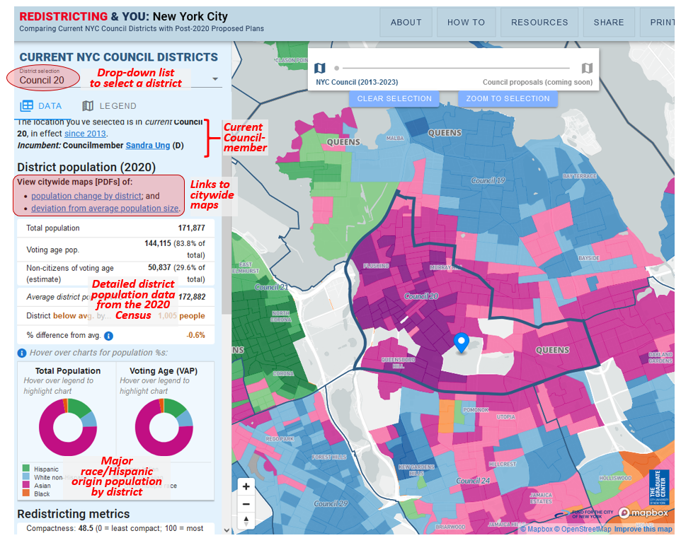 NYC Redistricting & You online map illustrating demographics 