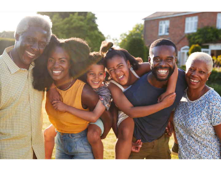 Family outside of house